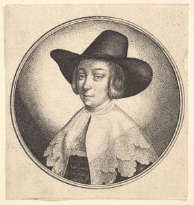 Kvinna med bredbrättad hatt, 1642. av Wenceslaus Hollar