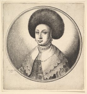 Kvinna med stor rund pälsmössa och örhängen, 1645. av Wenceslaus Hollar