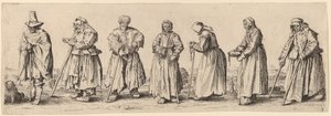 Män och kvinnliga tiggare av Wenceslaus Hollar after Jacques Callot