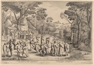 Rustik bröllopsdans av Wenceslaus Hollar after Jan Brueghel the Elder
