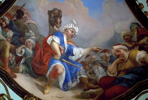 Fresko, stora salen i slottet Ploskovice, Böhmen. Tjeckien. av Wenzel Lorenz Reiner