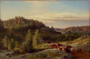 Landskap från Kuru i kvällsljus av Werner Holmberg