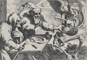 Gammalt par och död med säckpipa, 1612. av Werner Jacobsz. van den Valckert
