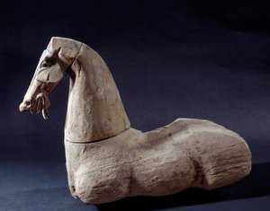 Kinesisk konst: Wood Horse. Skulptur från Han-tiden innan. Paris, Musee Cernuschi