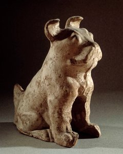 Kinesisk konst: terracotta molosse. Begravningsstatyett från Han-tiden (206 f.Kr.-220 e.Kr.). Paris, Cernuschi-museet