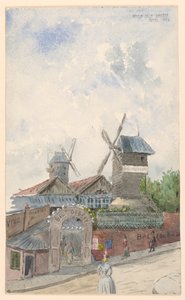 Teckning, Moulin de la Galette, Paris, april 1887 av Whitney Warren Jr.