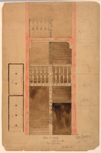Teckning, trappan vid Cluny, Paris, 1887 av Whitney Warren Jr.