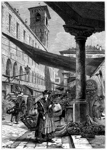 Rialto fruktmarknad, Venedig, Italien, 1800-talet.