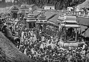 En hinduisk religiös procession, Madras, 1902 av Wiele and Klein