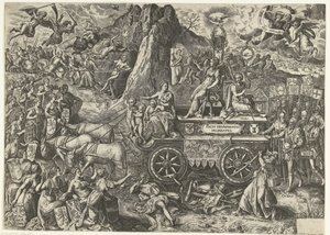 De triumphwagen van de vrede, 1577 Teckning av en triumferande fred (titel på objekt) av Wierix