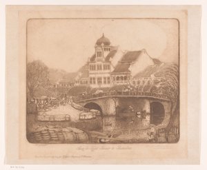 Aan de Kali Besar te Batavia (originaltitel på objekt) av Wijnand Otto Jan Nieuwenkamp (signed by artist)