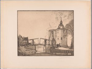 Utsikt över Drommedaris i Enkhuizen Enkhuizen, the Dromedary (originaltitel på objektet) av Wijnand Otto Jan Nieuwenkamp (signed by artist)