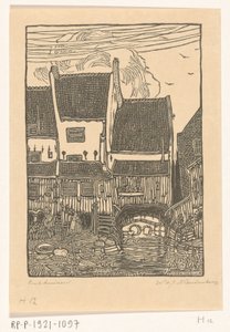 Hus på hamnen i Enkhuizen Gamla hus, Enkhuizen (originaltitel) av Wijnand Otto Jan Nieuwenkamp (signed by artist)