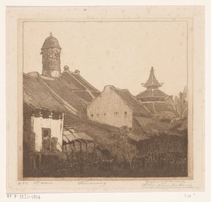 Hus på vattnet i Semarang In Semarang (originaltitel) av Wijnand Otto Jan Nieuwenkamp (signed by artist)