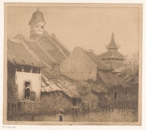 Hus på vattnet i Semarang In the kampong, Semarang (originaltitel) av Wijnand Otto Jan Nieuwenkamp (signed by artist)