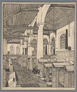 Interiör av Abbey Church i Rijnsburg av Wijnand Otto Jan Nieuwenkamp (signed by artist)