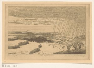Nederbörd över risfälten vid Gitgit på Bali A Rainstorm (originaltitel) av Wijnand Otto Jan Nieuwenkamp (signed by artist)