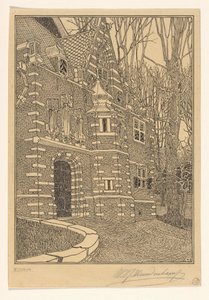 Södra portalen av Grote eller Sint-Nicolaaskerk i Edam av Wijnand Otto Jan Nieuwenkamp (signed by artist)