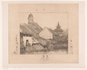 Hus och badgäster i Semarang I Kampong. Semarang (originaltitel) av Wijnand Otto Jan Nieuwenkamp
