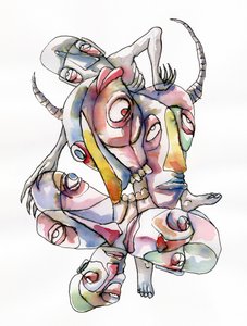 Surrealistiska sammanflätade ansikten