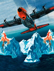 En Lockheed Hercules patrullerar isberg åt kustbevakningen