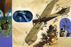 1911 blev löjtnant Giulip Gavotti den förste att släppa en bomb från ett flygplan av Wilf (20th century) Hardy