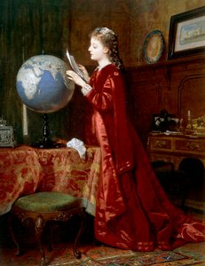 Far away places, av Wilhelm Amberg (1822-1899), olja på duk, 84x63 cm, Tyskland av Wilhelm Amberg