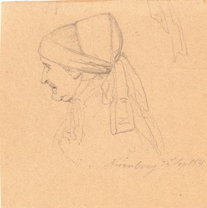 Huvudet av en gammal kvinna. Profil till vänster av Wilhelm Bendz