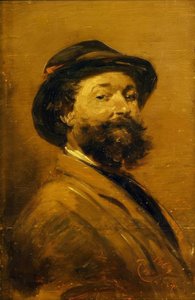 Självporträtt i gråbrun färg av Wilhelm Busch