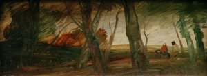 Senhöstlandskap med två figurer av Wilhelm Busch