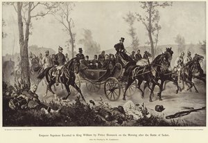 Kejsar Napoleon eskorterades till kung William av prins Bismarck på morgonen efter slaget vid Sedan