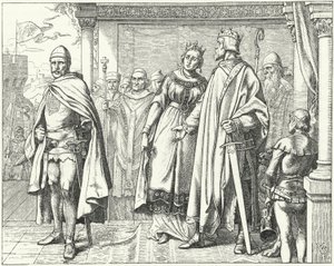 Ernest II, hertig av Schwaben, före kung Conrad II av Tyskland efter att ha gjort uppror mot honom av Wilhelm Camphausen