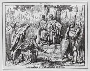De sachsiska prinsarnas underkastelse under den tysk-romerske kejsaren Henrik IV vid Spira av Wilhelm Camphausen
