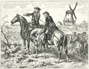 Hertigen av Marlborough och prins Eugene av Savojen vid slaget vid Malplaquet av Wilhelm Camphausen