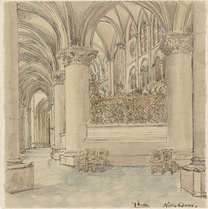 Interiör av Notre-Dame i Paris av Wilhelm Cornelis Bauer