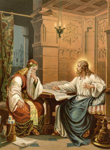 Kristi samtal med Nikodemus (färg litho)