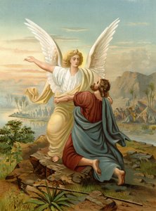 Jacob slåss med en ängel (färg litho)
