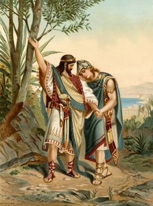 Jonathan och Davids vänskap (färg litho)