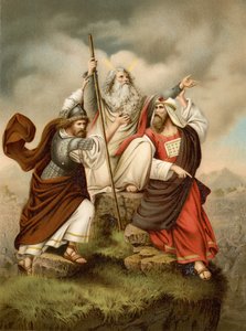 Moses bön mot amalekiterna (färg litho)