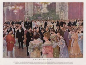 Staden Wiens bal; Österrike (färg litho)