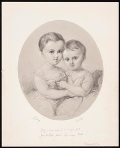 Barnbarnen Fanny och Cécile Hensel, ca 1860. av Wilhelm Hensel