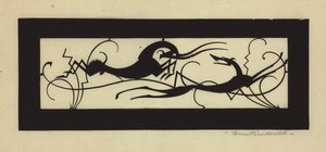 Goat and Hound (klippt papper som lagts på vävnad) av Wilhelm Hunt Diederich