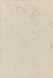 Nymf och satyr, ca 1915 (grafit på papper) av Wilhelm Hunt Diederich