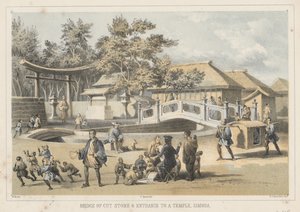 Bro av huggen sten och ingången till ett tempel, Simoda, 1855 av Wilhelm Joseph Heine