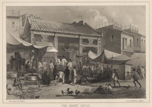 Fiskmarknaden Canton, 1855 av Wilhelm Joseph Heine