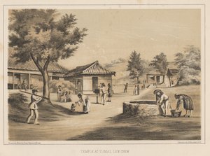 Templet i Tumai, Lew Chew, 1855 av Wilhelm Joseph Heine