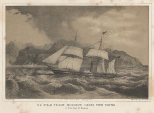 U.S.S. Steam Fregate Mississippi Passing Punta Tristao, 1855 av Wilhelm Joseph Heine