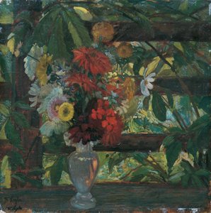 berså med blommor