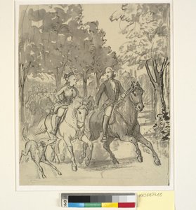 Caroline Mathilde och Struensee på en ridtur på Hørsholm av Wilhelm Marstrand