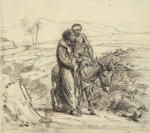 Den barmhärtige samariten följer med de sårade av Wilhelm Marstrand